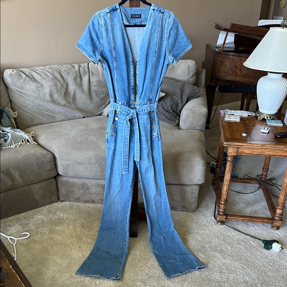 Blue Denim Jumpsuit with Belt